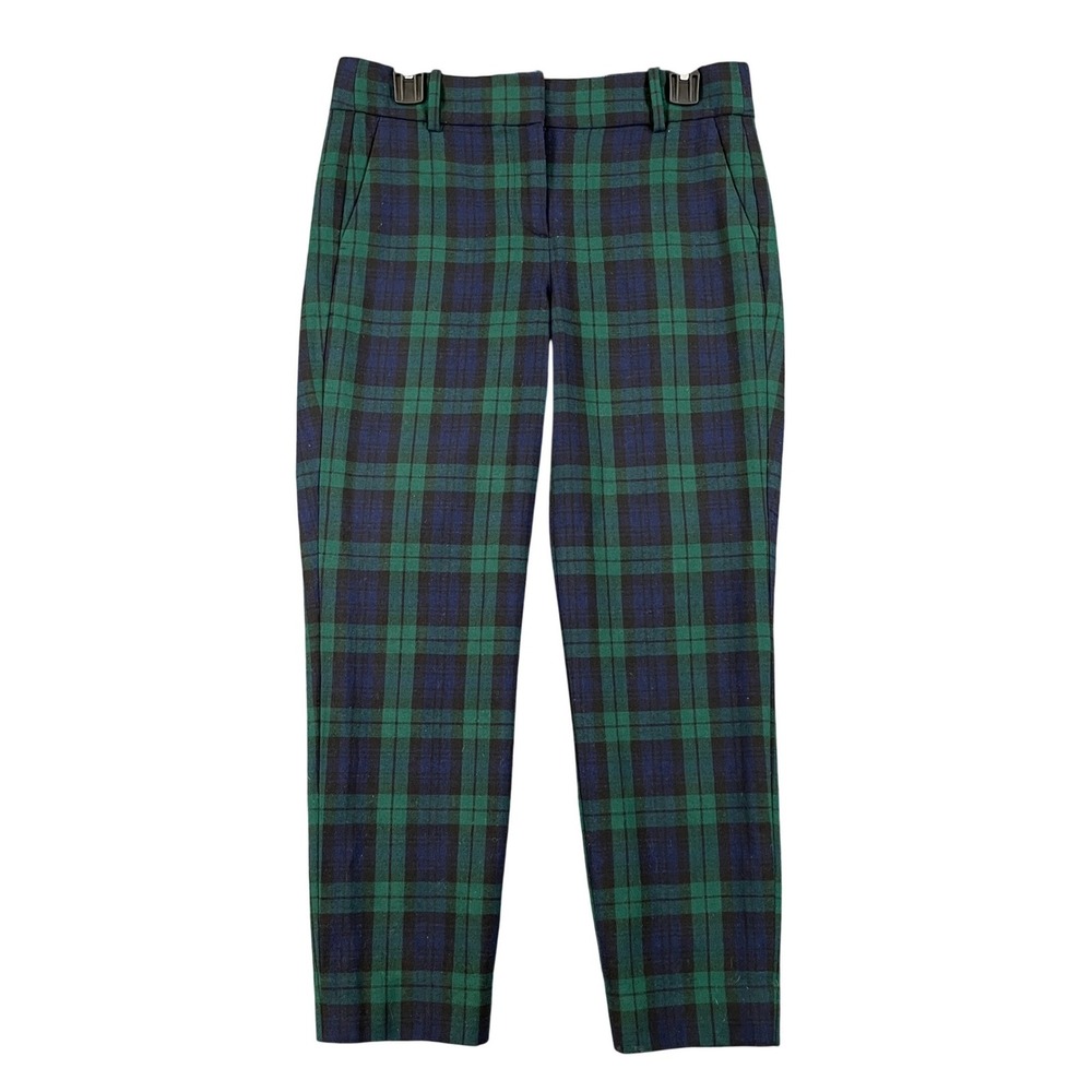 J.Crew Cameron Tartan Plaid Wool Slim Fit Pants Womens 4 Black Watch Office